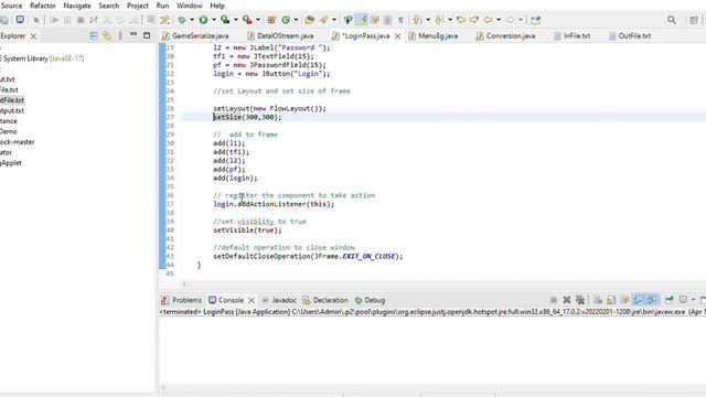 Login and Password screen in Java смотреть онлайн