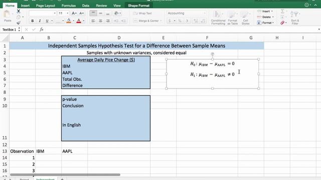 How to Use T.TEST in Excel for Two Sample Hypothesis t-tests смотреть онлайн