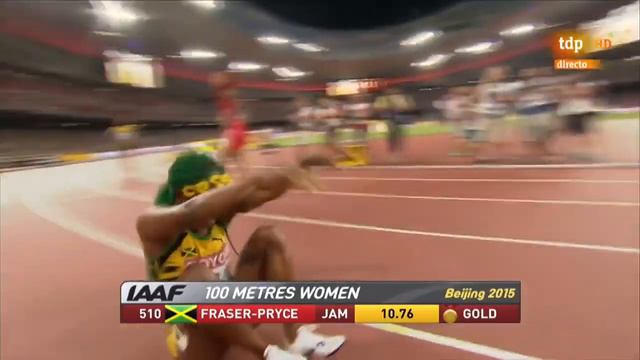 Shelly Ann Fraser Pryce 10.76 wins 100m HD Slow Motion Repeat World Championships Beijing 2015 смотреть онлайн
