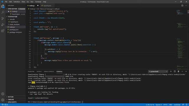 [FR] Créer un bot discord en 2020 | #5 - BOT MUSIQUE [1/2] - node js / Discord js v12 смотреть онлайн