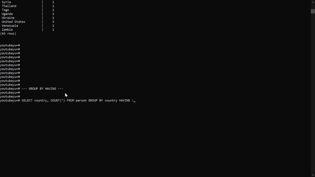 HAVING CLAUSE IN POSTGRESQL смотреть онлайн