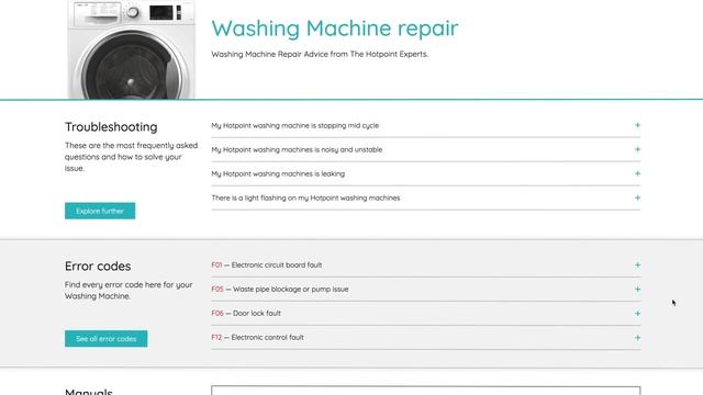 Washing machine Error codes | by Hotpoint смотреть онлайн