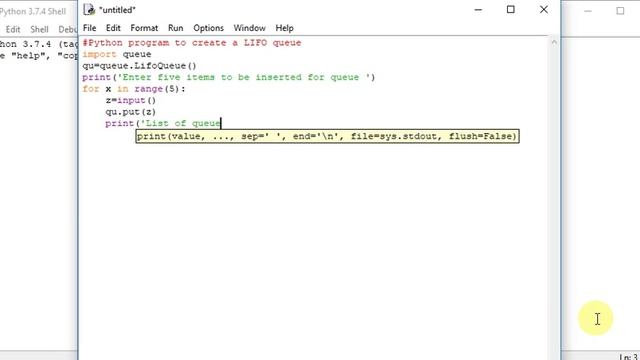 Python program to create a LIFO queue смотреть онлайн