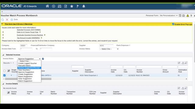 Using the Voucher Match Automation Workbench to Match Invoice Fee Lines смотреть онлайн