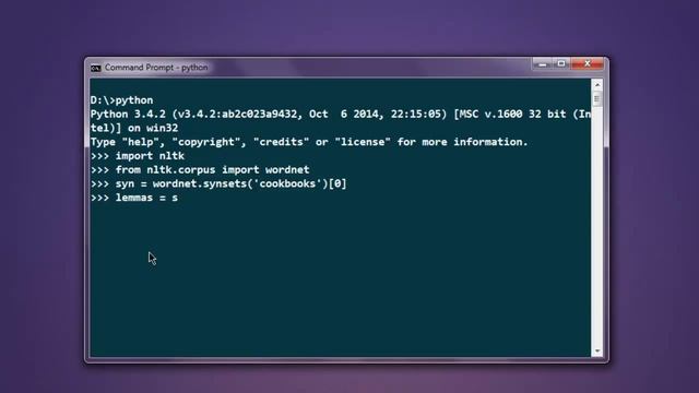 Lookup Lemmas in WordNet Python NLTK смотреть онлайн