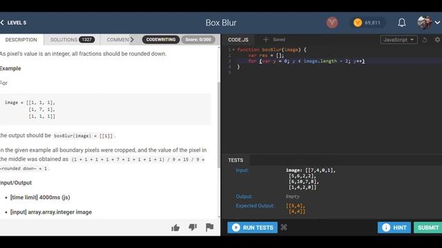CodeFights Arcade Intro 5.5 - boxBlur смотреть онлайн