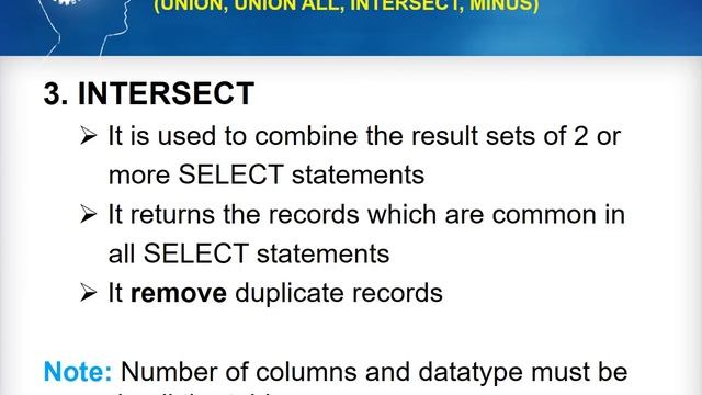 SQL Q & A Part 5 - Set Operators - INTERSECT, MINUS, UNION, UNION ALL смотреть онлайн