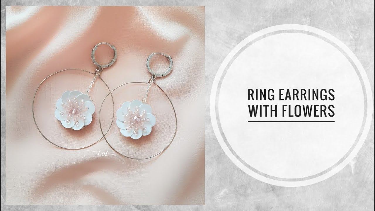 #МК - Серьги-кольца с цветочками | #Tutorial - Hoop earrings with a flower смотреть онлайн