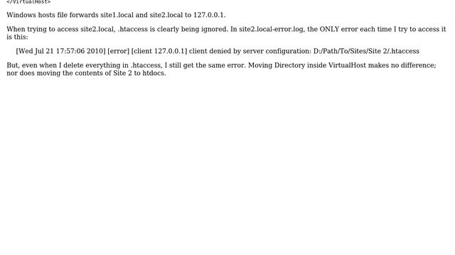 Apache HTTPD: "client denied by server configuration: .htaccess" Even When .htaccess is Blank смотреть онлайн