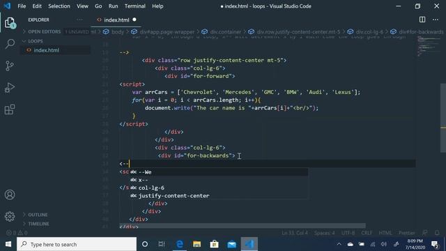 Javascript example of forward and backward for loops смотреть онлайн