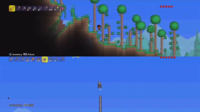 Terraria Splitscreen on PS3 [3] - Construction of " the Wall " begins... смотреть онлайн