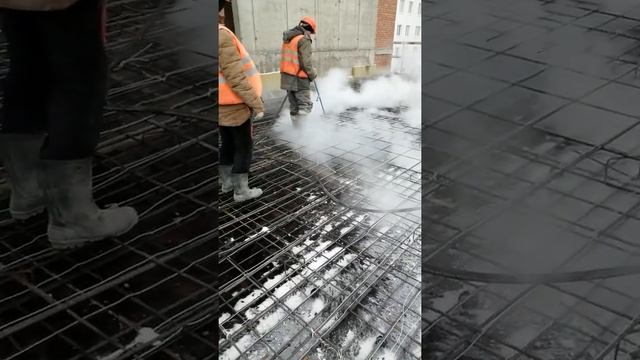 Как отпаривают снег на монолите. Парогенератор. Паргарант. смотреть онлайн