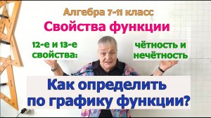 Свойства графиков чётных и нечётных функций. Примеры. Свойства функции. Алгебра 7-11 класс