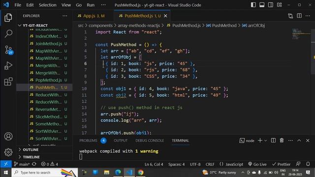 Part-50: push() method and alternate logic with spread operator in react js. #subscribe #reactjs смотреть онлайн