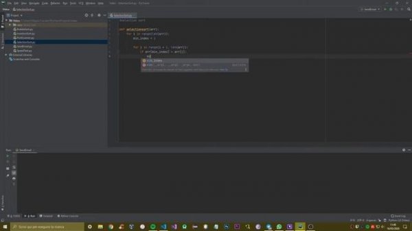 Sort a list with Selection Sort algorithm - Python PyCharm - Tutorial #6