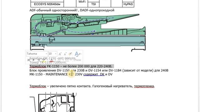 Характеристики МФУ Kyocera ECOSYS M2040dn смотреть онлайн