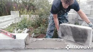 Влог#Кладка первого ряда пеноблоков