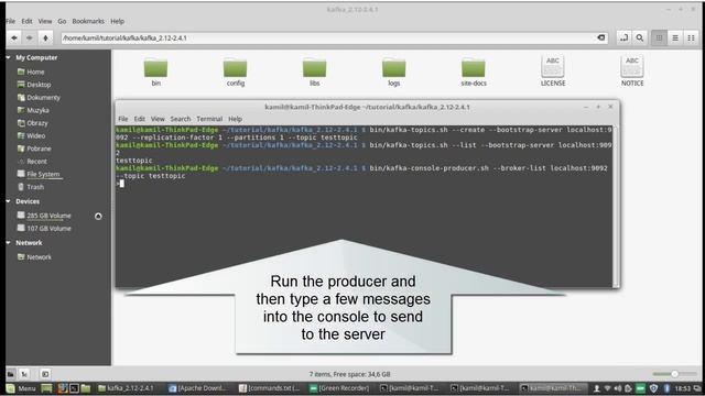 Apache Kafka quick start - push data from file to Kafka producer смотреть онлайн