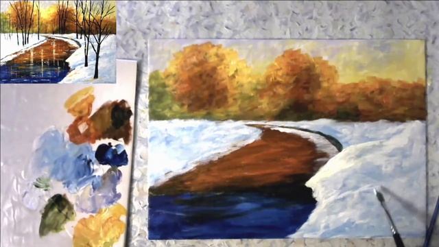 Художники от слова ХОРОШО! Интерьерная картина "Зима". Акрил. Interior painting "Winter". Acrylic. смотреть онлайн