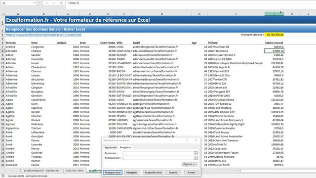 COMMENT REMPLACER AUTOMATIQUEMENT DES DONNEES (MOTS, LETTRES, NOMBRES,…) SUR EXCEL смотреть онлайн