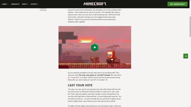 Minecraft Live Mob Vote Of 2023 - The Armadillo смотреть онлайн