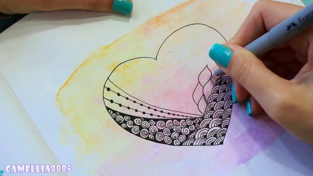 DIY: Идея ко дню Св. Валентина ● РИСУЮ ● Сердце Doodle, Zentangle