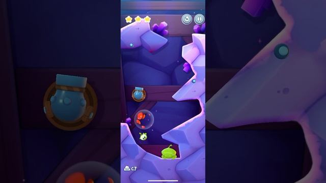 Cut The Rope 3, IOS, Apple Arcade, Walktrough, Cave, A6, C7, D2, Full Stars