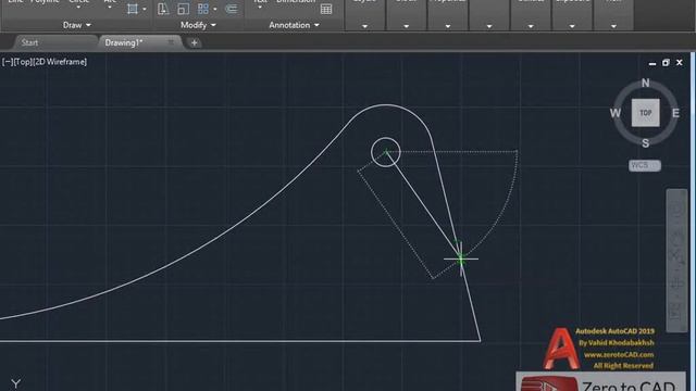 LESSON 14 : EXAMPLE 04 in AutoCAD 2019 (www.zerotoCAD.com) смотреть онлайн