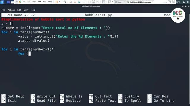 Bubble Short in python language in Linux OS.. смотреть онлайн