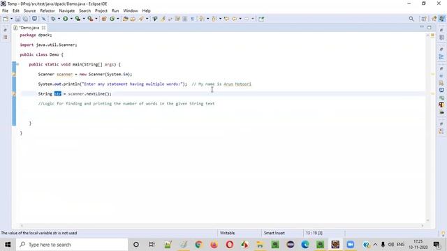 Java program to count number of words in a String смотреть онлайн