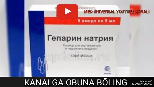 GEPARIN UKOLI HAQIDA MA'LUMOT. QONNI SUYILTIRISHDA QO'LLANILADIGAN GEPARIN UKOLI HAQIDA MA'LUMOT