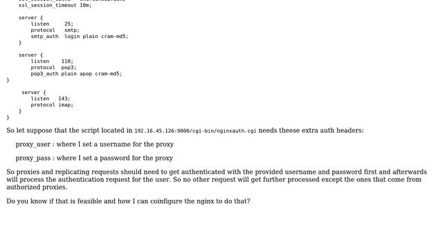 Nginx Mail Proxy: Can I pass extra headers on auth_http option to authenticate the proxy смотреть онлайн