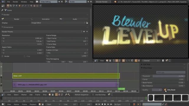 Видео-редактор Blender 17 - Сияние Glow смотреть онлайн