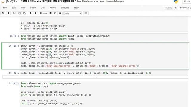 Tenserflow 2.0 : Build linear regression model in python | jupyter notebook смотреть онлайн