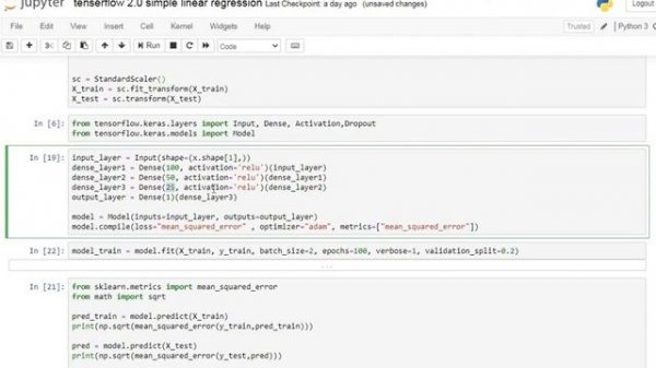 Tenserflow 2.0 : Build linear regression model in python | jupyter notebook