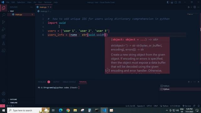 how to add unique IDS for users using dictionary comprehension in python смотреть онлайн