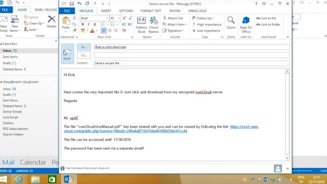 ownCloud epiKshare Outlook Plugin V 1.2 смотреть онлайн