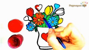 ВАЗА И ЦВЕТОК раскраска для детей/Как нарисовать вазу с цветами/Рисование/Легкие рисунки