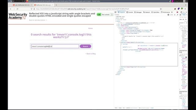 Web Security Academy | XSS | 22 - JavaScript String Angle Brackets Double Quotes Encoded Single... смотреть онлайн