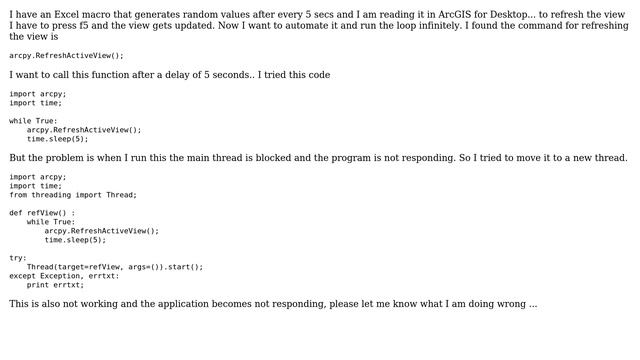 GIS: How to call arcpy.RefreshActiveView() every 5 seconds using ArcGIS Python? смотреть онлайн