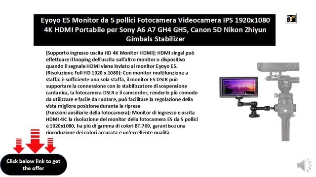 Eyoyo E5 Monitor da 5 pollici Fotocamera Videocamera IPS 1920x1080 4K HDMI смотреть онлайн