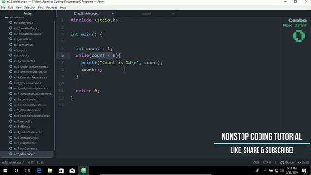 While Loop In C Learn How To Use While Loop With Atom Editor In Windows 10 #29 смотреть онлайн