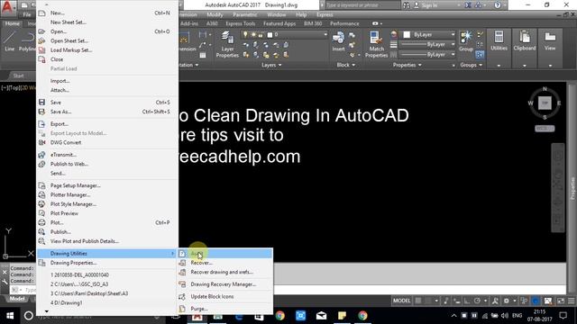 How To Clean Drawing In AutoCAD 2014, 2016, 2017, 2018, 2019 смотреть онлайн