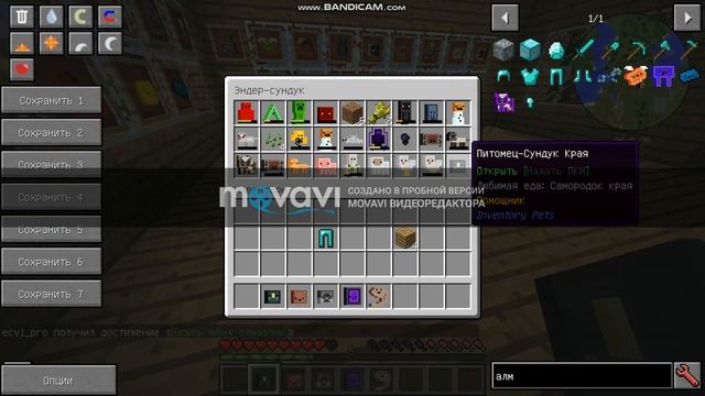Новые питомцы в Minecraft /Обзор мода Inventory Pets смотреть онлайн