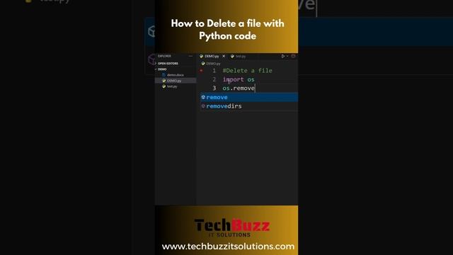 Delete a File with Python Code - #Techbuzz It Solutions смотреть онлайн