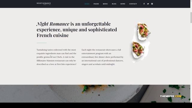 Nightromance - Restaurant WordPress Theme restaurant cafe Sana смотреть онлайн