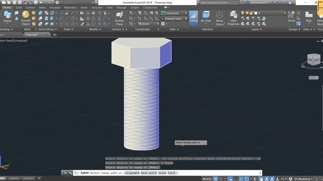 #17 AutoCAD 3D Tutorial- How To Draw Standard Bolt In AutoCAD 3D смотреть онлайн