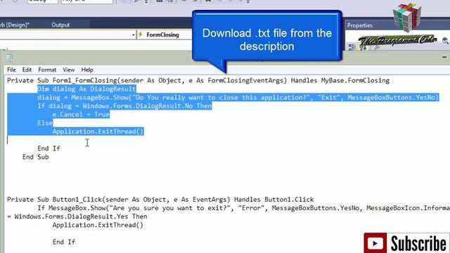 VB.NET Tutorial 2 For Beginners- Exit Button and X Button asking if the User Wants To Exit! смотреть онлайн
