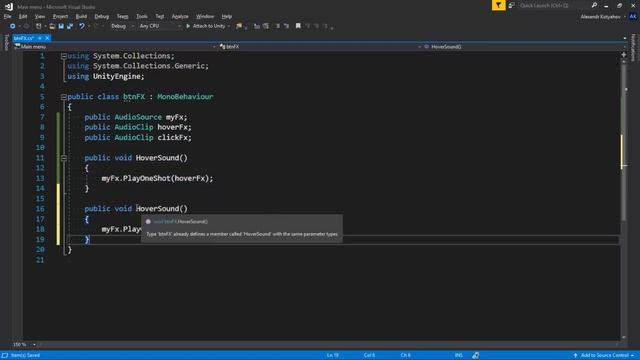 Как добавить звук кнопкам в меню - Unity легко смотреть онлайн