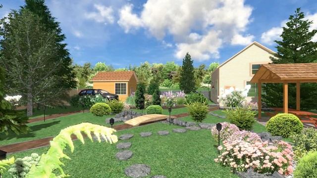 Ландшафтный дизайн дачного участка в программе Realtime Landscaping Architect смотреть онлайн